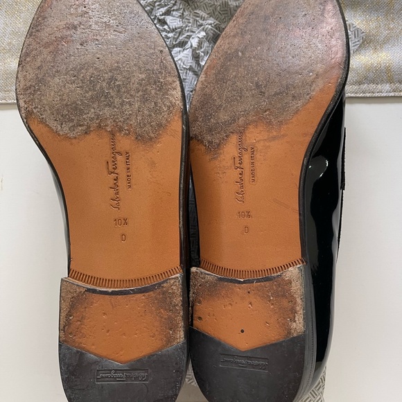 Salvatore Ferragamo Glossy Black Slip-On Shoes main image 8